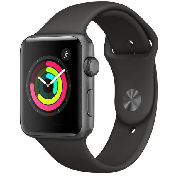 Apple Watch Series 3 GPS 42mm Space Gray Aluminum Case with Gray Sport Band، ساعت هوشمند اپل واچ 3 مدل 42mm Space Gray Aluminum Case with Gray Sport Band