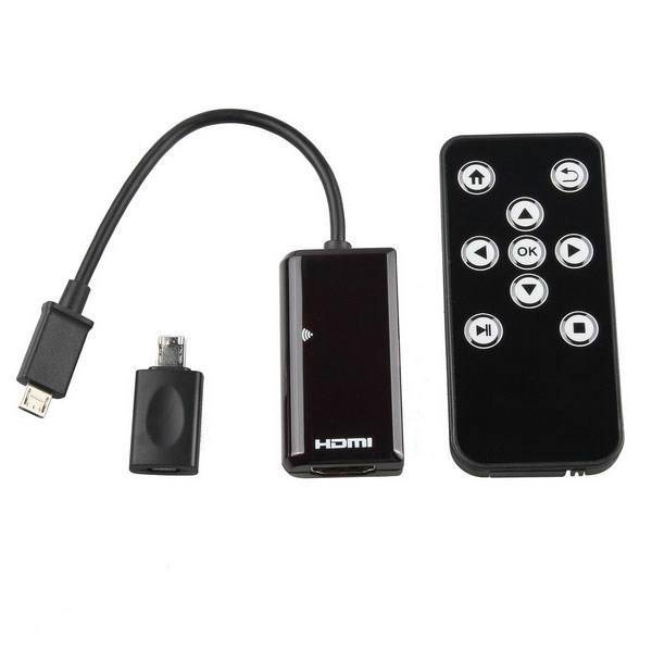 MHL HDTV Adapter With Remote Control Micro USB Type، کابل اتصال به تلویزیون MHL به همراه ریموت کنترل میکرو یو اس بی
