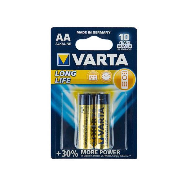 Varta LongLife Alkaline LR6 AA Batteryack of 2، باتری قلمی وارتا مدل LongLife Alkaline LR6 بسته 2 عددی