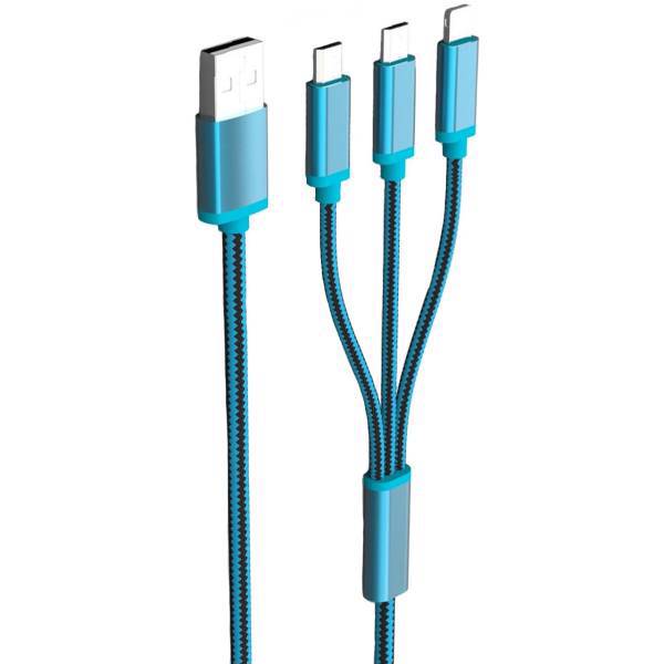 LDNIO LC85 3 In 1 USB To microUSB/Lightning Cable 1.2m، کابل تبدیل USB به microUSB/لایتنینگ الدینیو مدل LC85 3 In 1 طول 1.2 متر