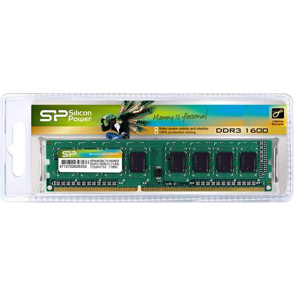 Silicon Power DDR3 1600MHz RAM - 8GB، رم کامپیوتر Silicon Power مدل DDR3 1600MHz ظرفیت 8 گیگابایت