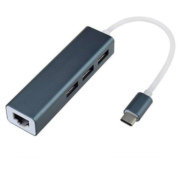 METAL-AL USB-C to USB 3.0/RJ45 3PORT HUB Adapter، هاب USB-C به USB 3.0/ Ethernet سه پورت مدل METAL-AL