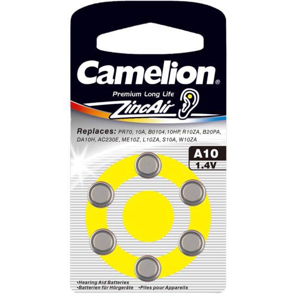 Camelion A10 Hearing Aid Battery Pack Of 6، باتری سمعک کملیون مدل A10 بسته 6 عددی