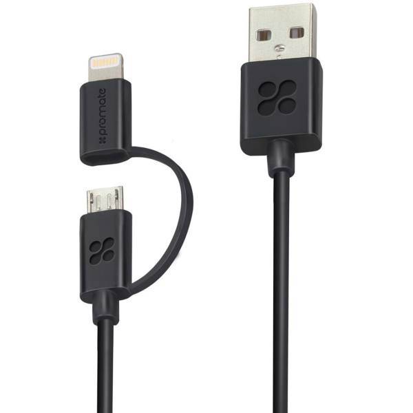 Promate linkMate-Duo USB To microUSB/Lightning Cable 1.2m، کابل تبدیل USB به microUSB/لایتنینگ پرومیت مدل linkMate-Duo طول 1.2 متر