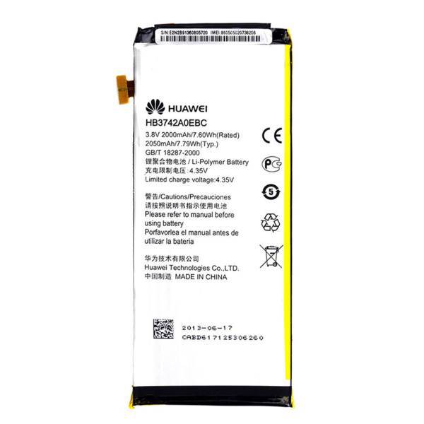 Huawei HB3742A0EBC 2050mAh Mobile Phone Battery For Huawei P6، باتری موبایل هوآوی مدل HB3742A0EBC با ظرفیت 2050mAh مناسب برای گوشی موبایل هوآوی P6