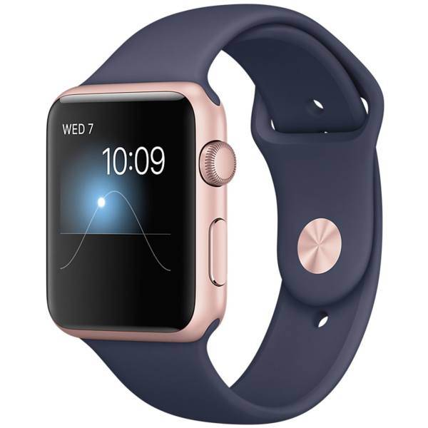 Apple Watch Series 1 42mm Rose Gold Case with Midnight Blue Sport Band، ساعت هوشمند اپل واچ سری 1 مدل 42mm Rose Gold Case with Midnight Blue Sport Band