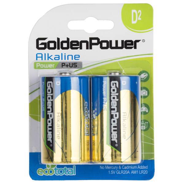 Golden Power Power P Plus US D Battery Pack Of 2، باتری سایز بزرگ گلدن پاور مدل Power P Plus US بسته 2 عددی