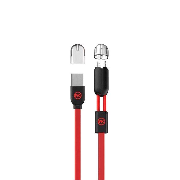 WK WDC 001 2 IN 1 Cable Lightning and micro usb To USB 1.1m، مبدل لایتنینگ و Micro USB به USB دبلیو کی مدل WDC-001 طول 1.1 متر