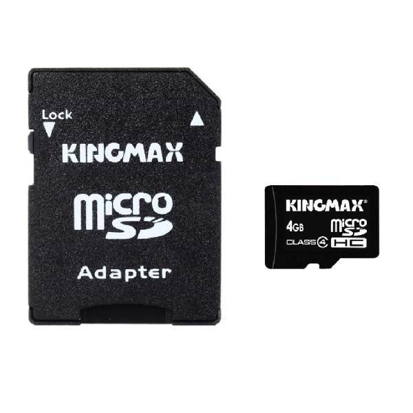 Memory Card Kingmax Class 4 microSDHC With Adapter - 4GB، کارت حافظه microSDHC کینگ مکس کلاس 4 به همراه آداپتور SD ظرفیت 4 گیگابایت