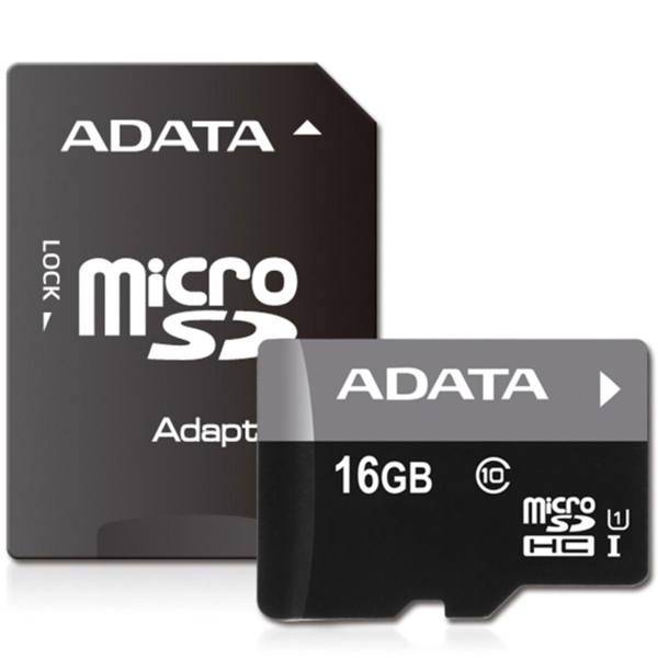 Adata Premier UHS-I U1 Class 10 50MBps microSDHC With SD Adapter - 16GB، کارت حافظه‌ microSDHC ای دیتا مدل Premier کلاس 10 استاندارد UHS-I U1 سرعت 50MBps همراه با آداپتور SD ظرفیت 16 گیگابایت