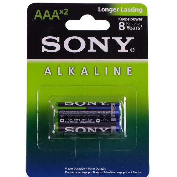 Sony Alkaline AAA Battery Pack of 2، باتری نیم قلمی سونی مدل Alkaline بسته 2 عددی