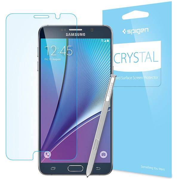 Spigen Crystal Screen Protector For Samsung Galaxy Note 5، محافظ صفحه نمایش اسپیگن مدل کریستال مناسب برای گوشی موبایل سامسونگ گلکسی نوت 5