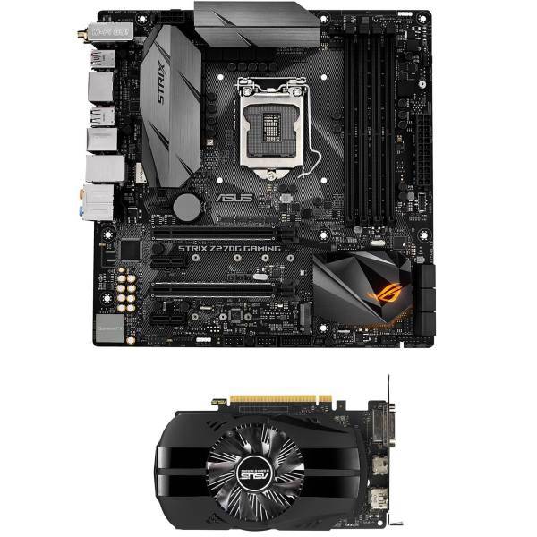 Asus STRIX Z270G GAMING Motherboard with Asus PH-GTX1050-2G Graphics Card، مادربرد ایسوس مدل STRIX Z270G GAMING به همراه کارت گرافیک ایسوس مدل PH-GTX1050-2G