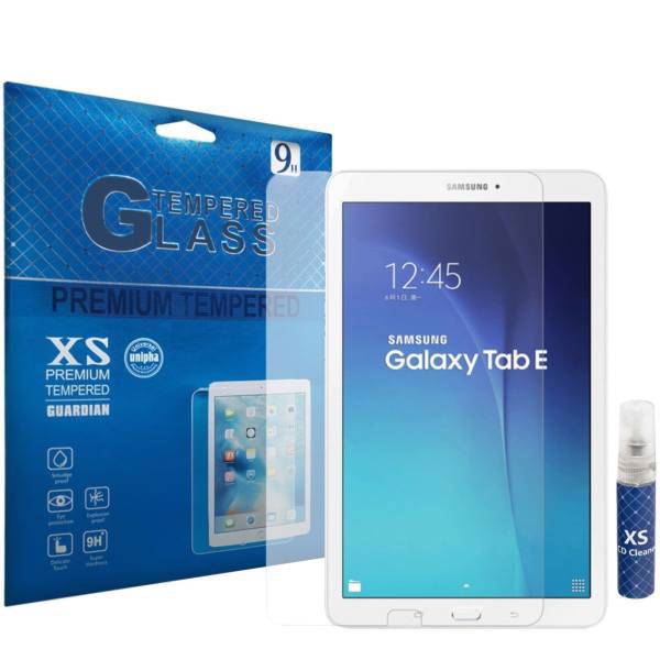 XS Tempered Glass Screen Protector For Samsung Galaxy Tab E 9.6 With XS LCD Cleaner، محافظ صفحه نمایش شیشه ای ایکس اس مدل تمپرد مناسب برای تبلت سامسونگ Galaxy Tab E 9.6 به همراه اسپری پاک کننده صفحه XS