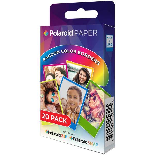 Polaroid 2x3 Inch Rainbow Border ZINK Photo Paper Pack Of 20، کاغذ چاپ سریع پولاروید مدل Rainbow Border ZINK سایز 2x3 اینچ بسته 20 عددی