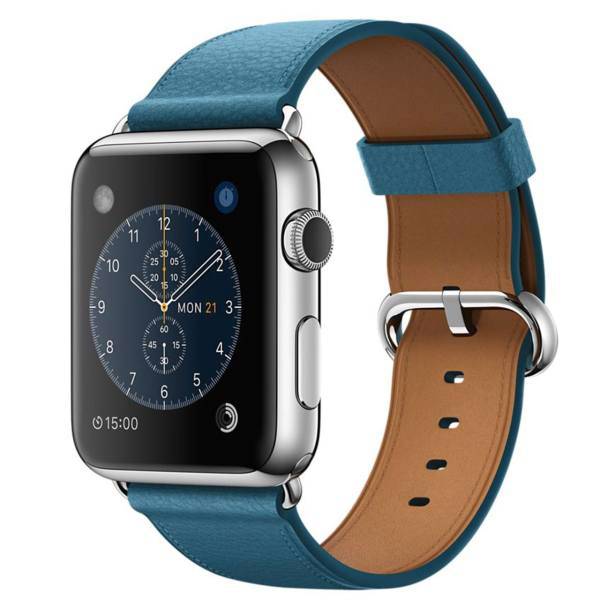 Apple Watch 42mm Steel Case With Marine Blue Leather Band، ساعت مچی هوشمند اپل واچ مدل 42mm Steel Case With Marine Blue Leather Band