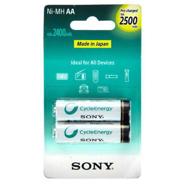 Sony NH-AA-B2GN Rechargeable AA Batteryack of 2، باتری قابل‌ شارژ قلمی سونی مدل NH-AA-B2GN بسته‌ی 2 عددی