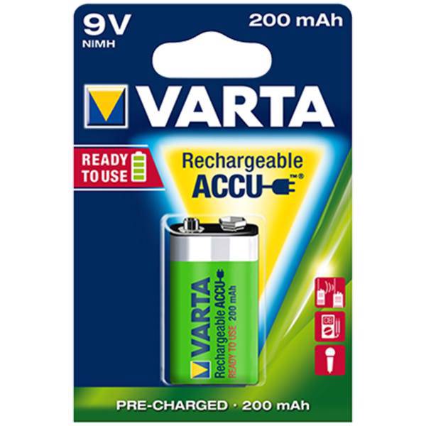 Varta 56722 Rechargeable 9V Battery 200mAh، باتری کتابی قابل شارژ وارتا مدل 56722 ظرفیت 200 میلی آمپر ساعت