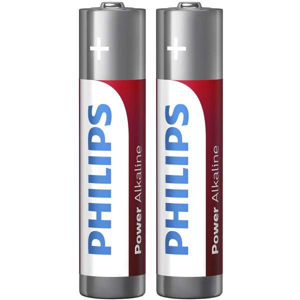 Philips Power Alkaline AAA Battery Pack of 2، باتری نیم قلمی فیلیپس مدل Power Alkaline بسته 2 عددی