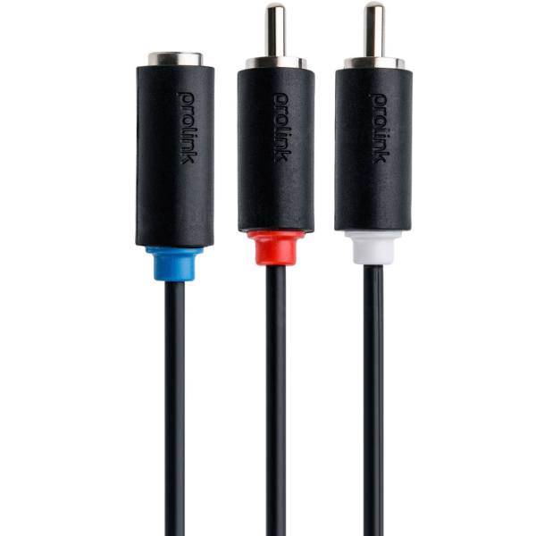 Prolink PB153-0030 2 RCA To 3.5mm Socket Cable 0.3m، کابل تبدیل 2 جک RCA به سوکت 3.5 میلی متری پرولینک مدل PB153-0030 طول 0.3 متر