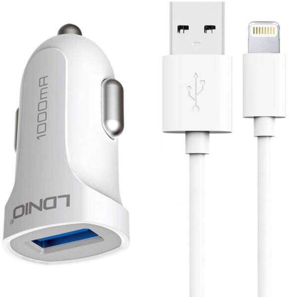 LDNIO DL-C17 Car Charger With lightning Cable، شارژر فندکی الدینیو مدل DL-C17 همراه با کابل لایتنینگ