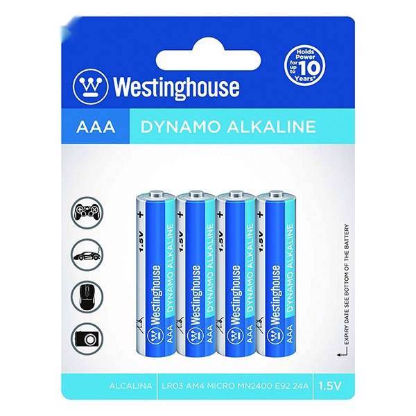 Westinghouse Dynamo Alkaline AAA Battery Pack of Four، باتری نیم‌قلمی وستینگ هاوس مدل Dynamo Alkaline بسته‌ی 4 عددی