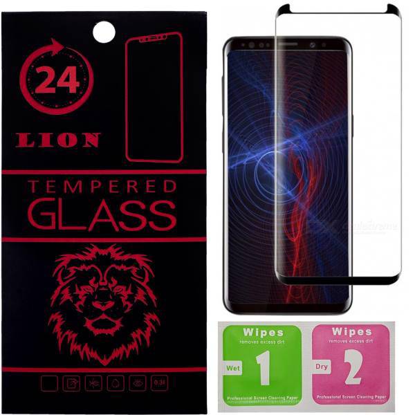 LION Short 3D Away Glue Glass Screen Protector For Samsung S9 Plus، محافظ صفحه نمایش شیشه ای لاین مدل Short 3D مناسب برای گوشی سامسونگ S9 پلاس