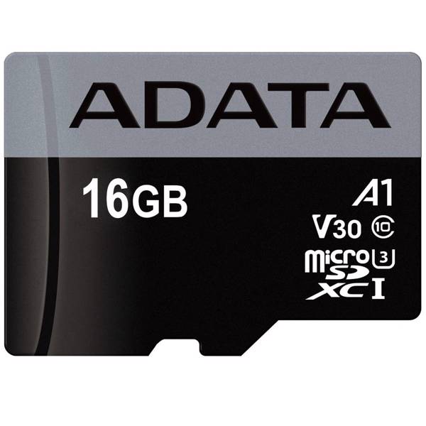 ADATA Premier Pro V30 A1 UHS-I U3 Class 10 100MBps microSDHC 16GB، کارت حافظه‌ microSDHC ای دیتا مدل Premier Pro V30 A1 کلاس 10 استاندارد UHS-I U3 سرعت 100MBps ظرفیت 16 گیگابایت