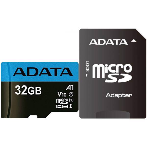 ADATA Premier V10 A1 UHS-I Class 10 85MBps microSDHC With Adapter 32GB، کارت حافظه microSDHC ای دیتا مدل Premier V10 A1 کلاس 10 استاندارد UHS-I سرعت 85MBps همراه با آداپتور SD ظرفیت 32 گیگابایت