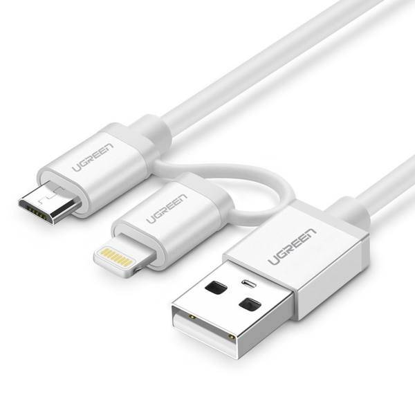UGREEN US165 USB to microUSB/Lightning Cable 1.5m، کابل تبدیل USB به لایتنینگ/Lightning یوگرین مدل US165 طول 1.5 متر