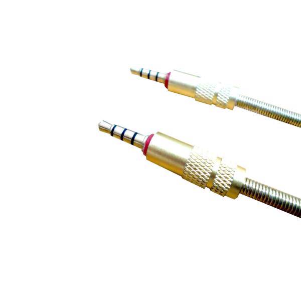3.5mm GOLD metallic sound cable with a length of one meter، کابل انتقال صدا فلزی 3.5 میلی متری گلد به طول یک متر