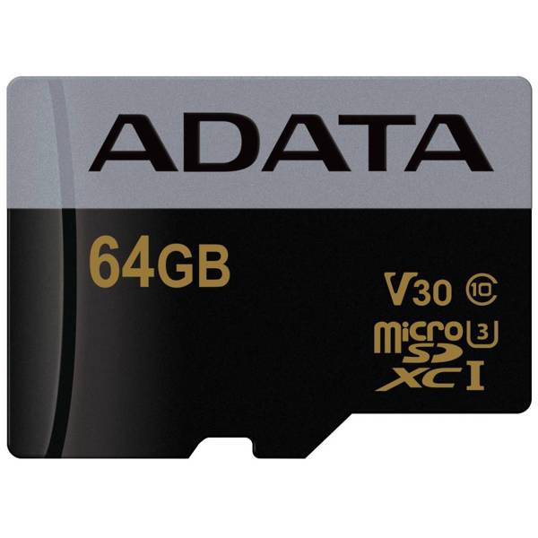 ADATA Premier Pro V30 UHS-I U3 Class 10 95MBps microSDXC 64GB، کارت حافظه‌ microSDXC ای دیتا مدل Premier Pro V30 کلاس 10 استاندارد UHS-I U3 سرعت 95MBps ظرفیت 64 گیگابایت
