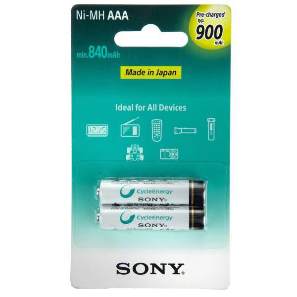 Sony NH-AAA-B2GN Rechargeable AAA Batteryack of 2، باتری نیم‌ قلمی قابل‌ شارژ سونی مدل NH-AAA-B2GN بسته‌ 2 عددی