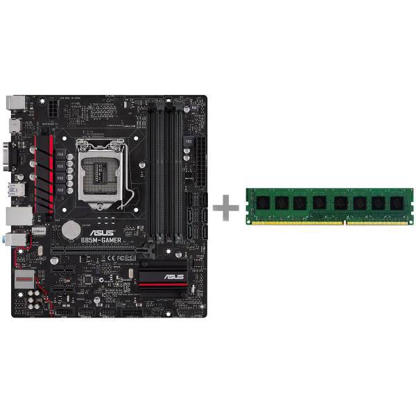 ASUS B85M-GAMER Motherboard with Geil Pristine 4GB DDR3 1600MHz RAM، مادربرد ایسوس مدل B85M-GAMER به همراه رم کامپیوتر گیل مدل Pristine 4GB DDR3 1600MHz