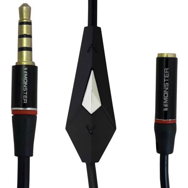 Monster 3.5mm Extension Cable With microphone 1.5m، کابل افزایش طول 3.5 میلی متری مانستر به طول 1.5 متر به همراه میکروفون