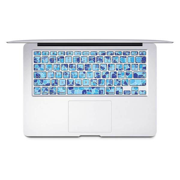 Wensoni Blue Mosaic Keyboard Sticker With Persian Label For MacBook، برچسب تزئینی کیبورد ونسونی مدل Blue Mosaic به همراه حروف فارسی مناسب برای مک بوک