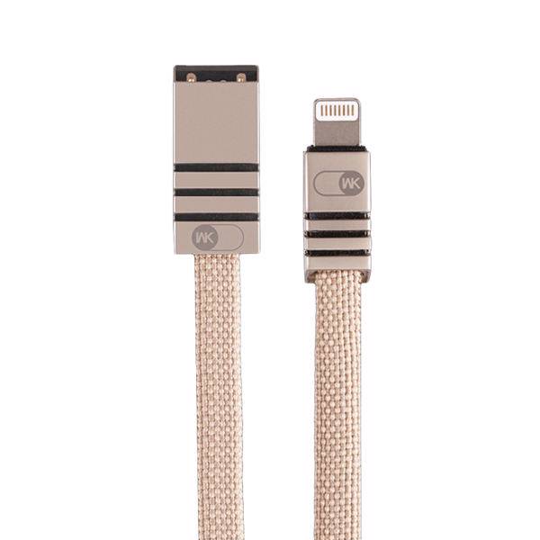 WK DESIGN WDC-049 USB TO LIGHTNING FABRIC DATA CABLE، کابل تبدیل USB به لایتنینگ دبلیو کی دیزاین مدل WDC-049 به طول 1 متر