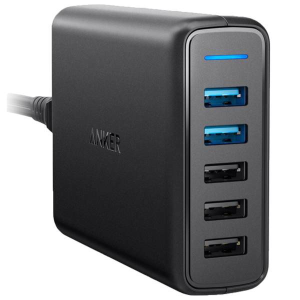 Anker A2054111 PowerPort 5 Port USB Wall Charger، شارژر دیواری 5 پورت انکر مدل A2054111 PowerPort