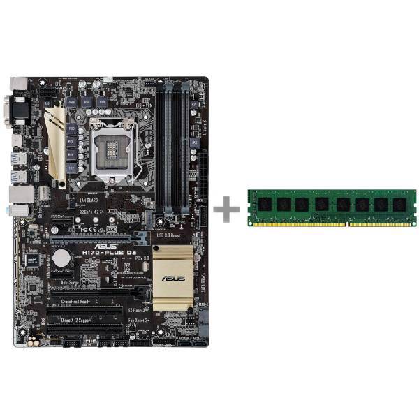 ASUS H170-PLUS D3 Motherboard with Geil Pristine 4GB DDR3 1600MHz RAM، مادربرد ایسوس مدل H170-PLUS D3 به همراه رم کامپیوتر گیل مدل Pristine 4GB DDR3 1600MHz