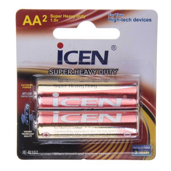 Icen Super Heavy Duty IE-B1021 AA Battery Pack of 2، باتری قلمی آیسن مدل Super Heavy Duty بسته‌ی 2 عددی