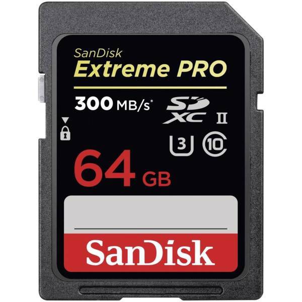 SanDisk Extreme Pro UHS-II U3 2000X 300MBps SDXC - 64GB، کارت حافظه SDXC سن دیسک مدل Extreme Pro استاندارد UHS-II U3 سرعت 2000X 300MBps ظرفیت 64 گیگابایت