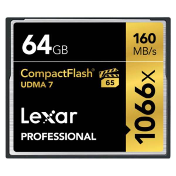 Lexar Professional CompactFlash 1066X 160MBps CF- 64GB، کارت حافظه CF لکسار مدل Professional CompactFlash سرعت 1066X 160MBps ظرفیت 64 گیگابایت