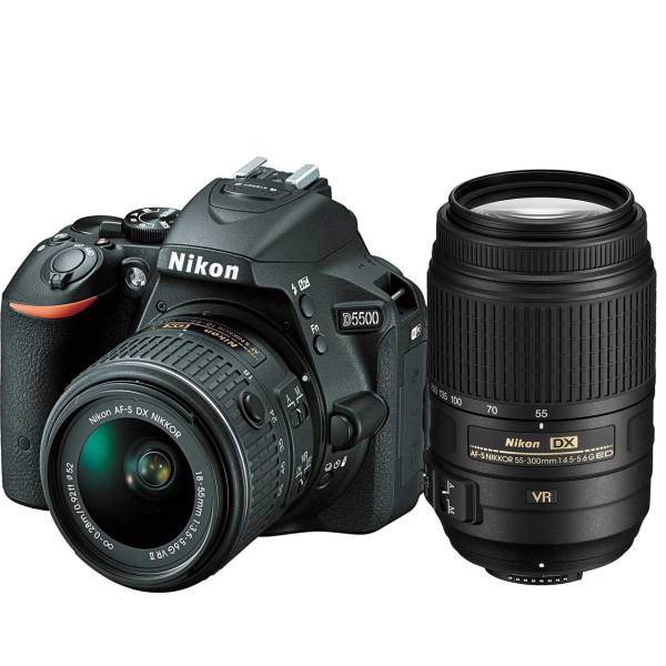 Nikon D5500 kit 18-55 mm VRII And 55-300 mm F/4-5.6G VR Digital Camera، دوربین دیجیتال نیکون مدل D5500 به همراه لنز 18-55 میلی متر VRII و 55-300 میلی متر VR F/4-5.6G