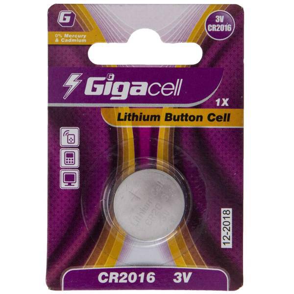 Gigacell CR2016 Lithium Battery Pack Of 1، باتری سکه‌ ای لیتیومی گیگاسل مدل CR2016 بسته 1 عددی