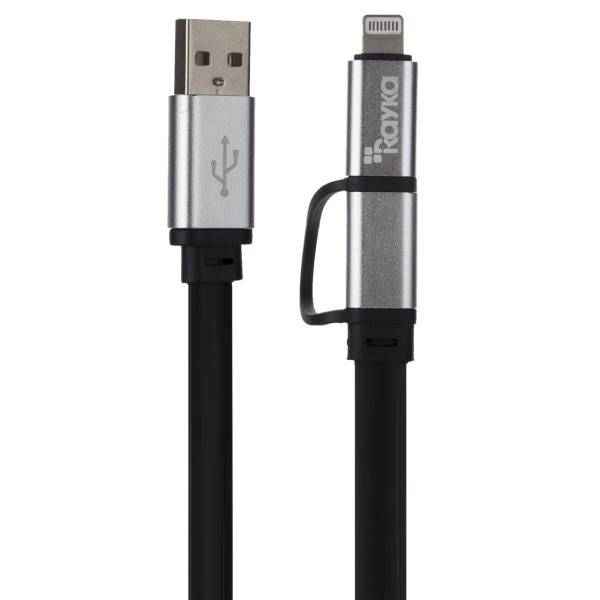 Rayka F72 USB to microUSB/Lightning Cable 1m، کابل تبدیل USB به microUSB/لایتنینگ رایکا مدل F72 طول 1 متر