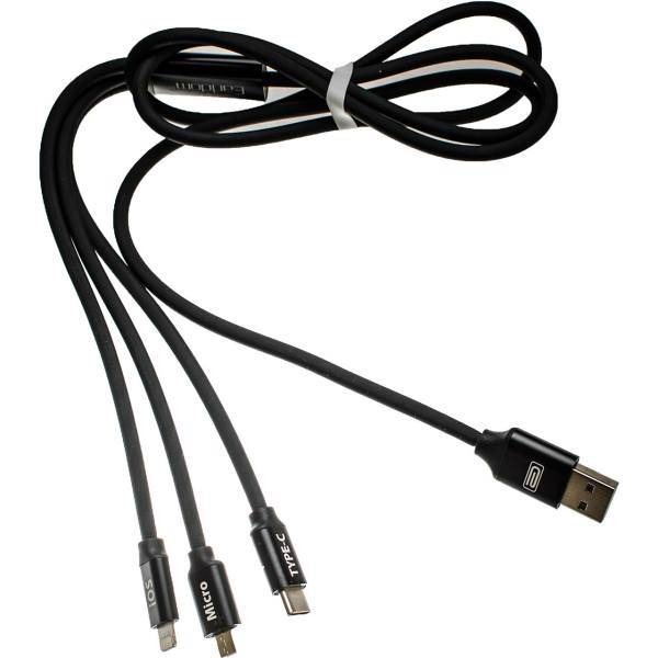 Earldom 3in1 USB to MicroUSB/lightning/TYPE-C Cable 1.2m، کابل تبدیل USB به Micro USB/لایتنینگ/ TYPE-C ارلدم مدل 3in1 به طول 1.2متر