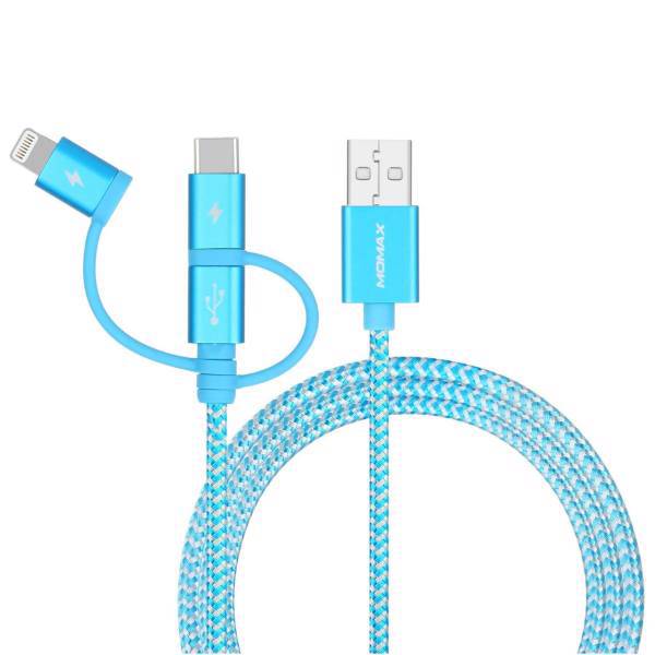 Momax OneLink USB To microUSB/USB-C/Lightning Cable 1m، کابل تبدیل USB به microUSB/USB-C/لایتنینگ مومکس مدل OneLink طول 1 متر
