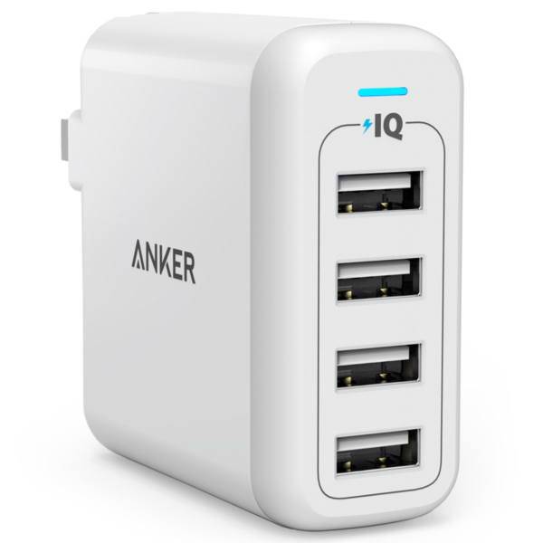 Anker A2142122 PowerPort 4 Port USB Wall Charger، شارژر دیواری 4 پورت انکر مدل A2142122 PowerPort