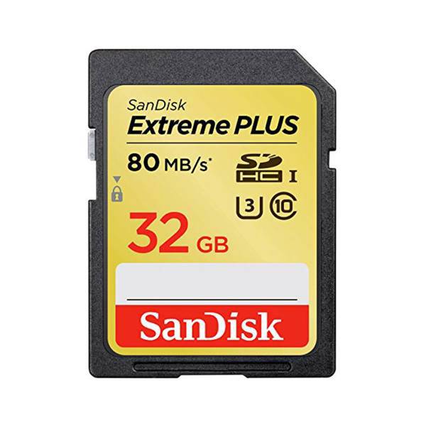 کارت حافظه SDXC سن دیسک مدل Extreme Plus کلاس 10 استاندارد UHS-I U3 سرعت 80MBps ظرفیت 32گیگابایت