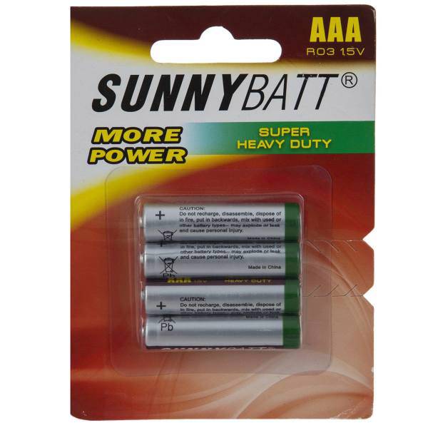 Sunny Batt Super Heavy Duty AAA Battery Pack of 4، باتری نیم قلمی سانی بت مدل Super Heavy Duty بسته 4 عددی